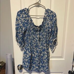 Chenault Blue Ditsy Floral Blouse